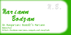 mariann bodzan business card